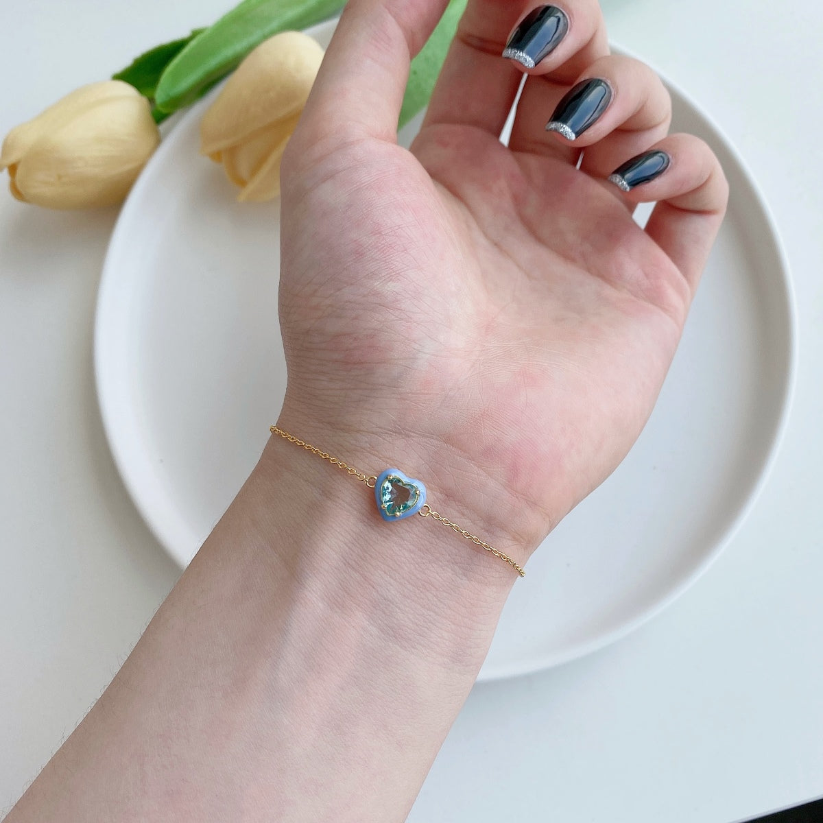 [Clara Jewels]Sparkling Romantic Heart Shape Lover Bracelet