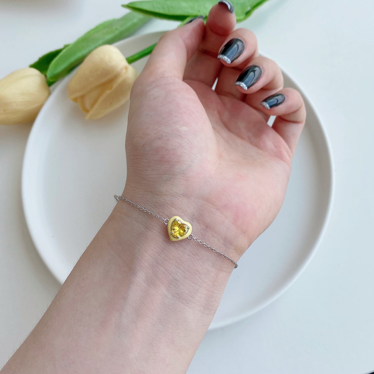 [Clara Jewels]Sparkling Romantic Heart Shape Lover Bracelet