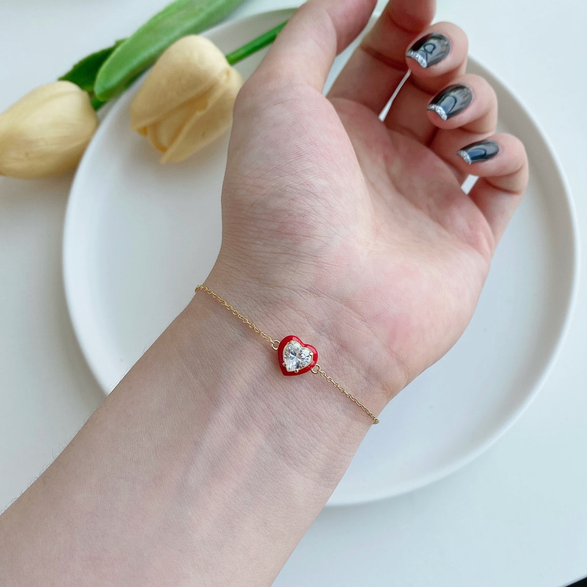 [Clara Jewels]Sparkling Romantic Heart Shape Lover Bracelet
