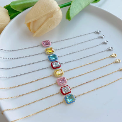 [Clara Jewels]2.0 Carat Sparkling Colorful Emerald Cut Daily Bracelet