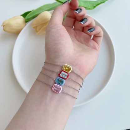[Clara Jewels]2.0 Carat Sparkling Colorful Emerald Cut Daily Bracelet