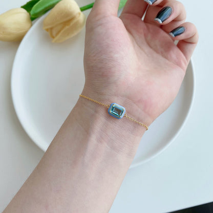 [Clara Jewels]2.0 Carat Sparkling Colorful Emerald Cut Daily Bracelet