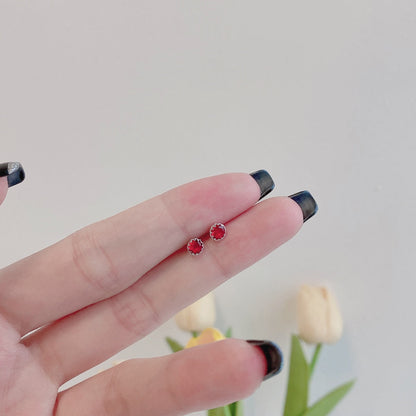 [Clara Jewels]Sparkling Colorful Round Shape Earrings