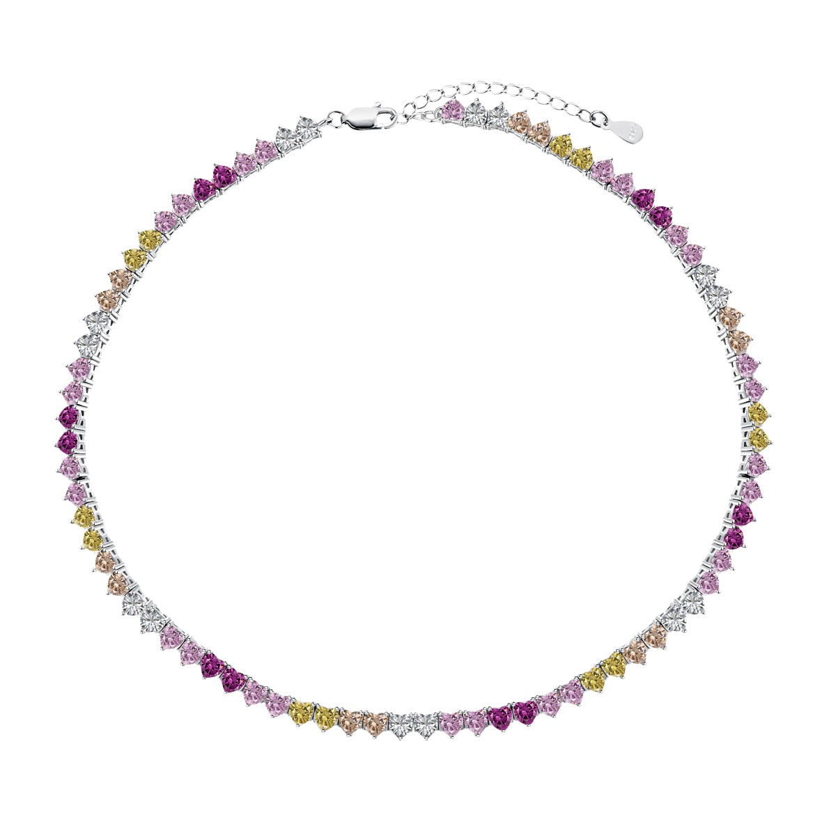 [Clara Jewels]Sparkling Colorful Full Heart Tennis Necklace