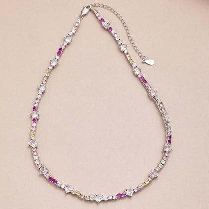 [Clara Jewels]Delicate Colorful Rainbow Tennis Chain