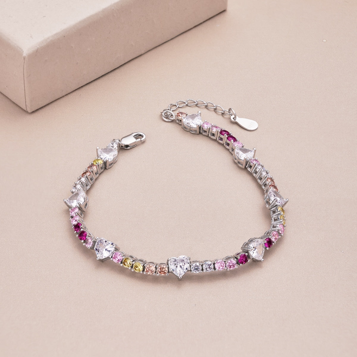 [Clara Jewels]Romantic Heart Shape Round Cut Lover Bracelet