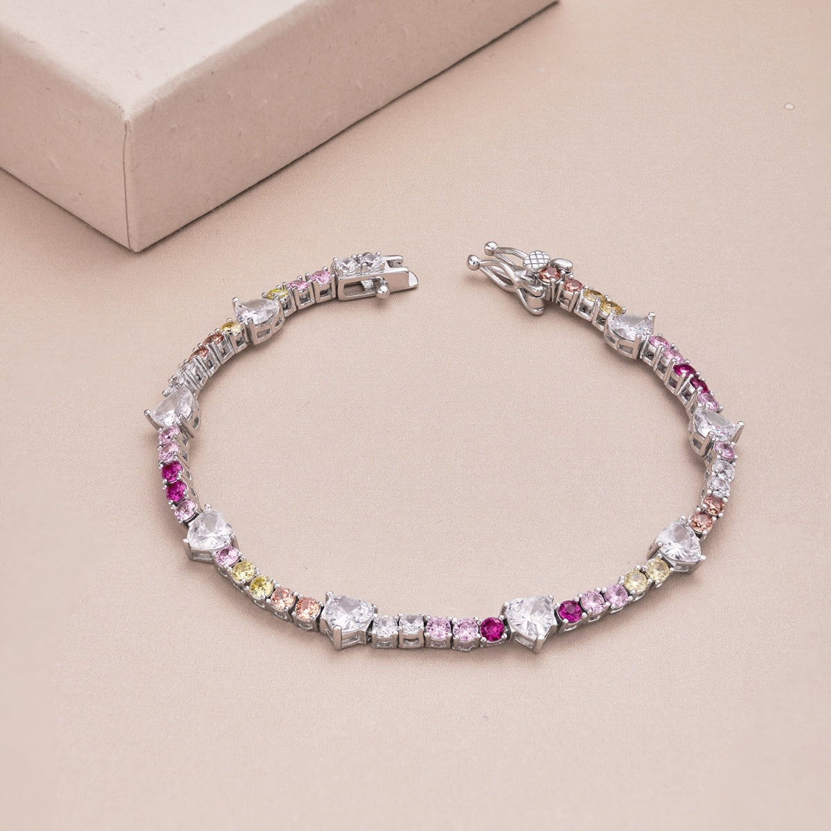 [Clara Jewels]Romantic Heart Shape Round Cut Lover Bracelet