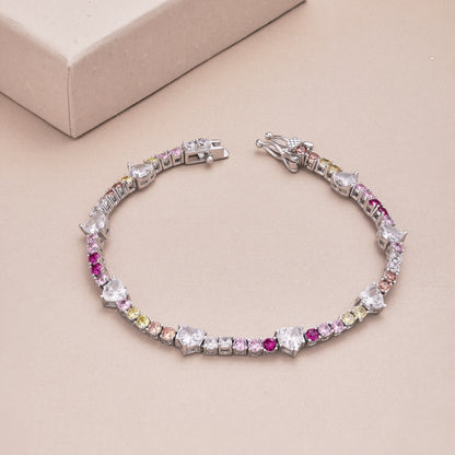 [Clara Jewels]Romantic Heart Shape Round Cut Lover Bracelet