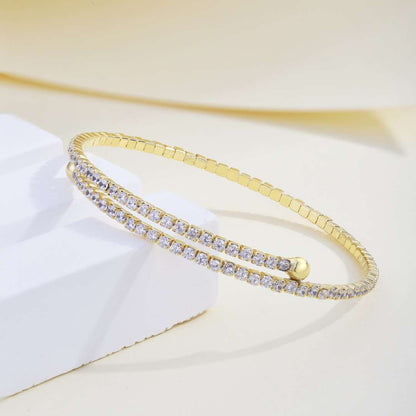 [Clara Jewels]Row of Diamonds Round Fashion Bracelet
