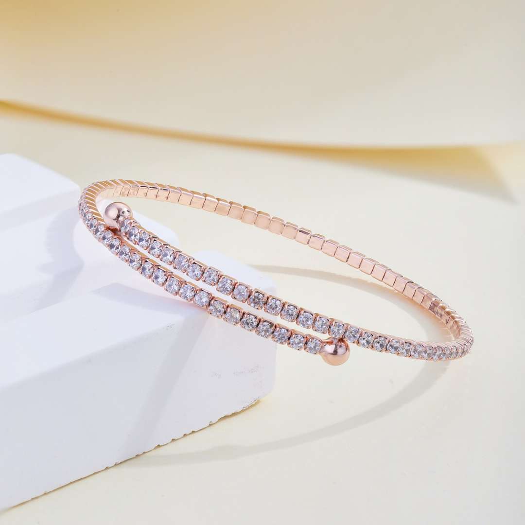 [Clara Jewels]Row of Diamonds Round Fashion Bracelet
