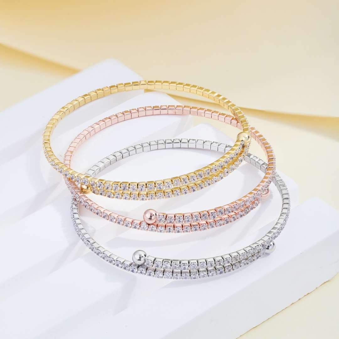 [Clara Jewels]Row of Diamonds Round Fashion Bracelet