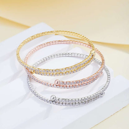 [Clara Jewels]Row of Diamonds Round Fashion Bracelet