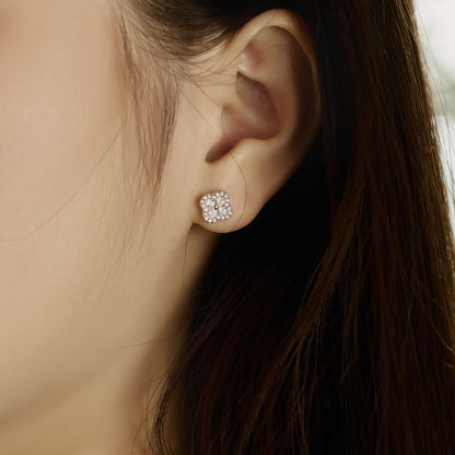 [Clara Jewels]Four-Leaf Clover Flower Shaped Earrings
