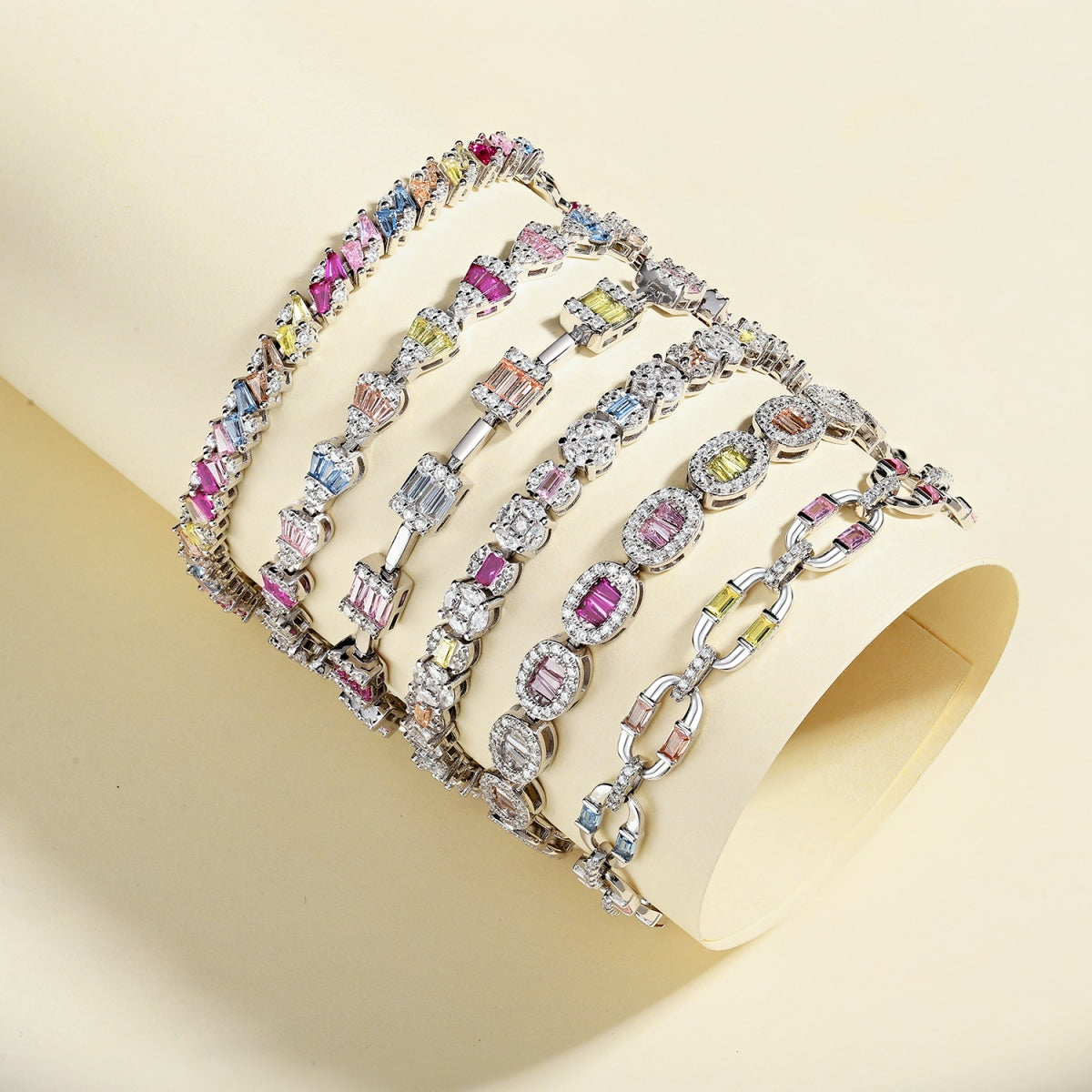 [Clara Jewels]Ornate Sparkling Multi Cut Party Bracelet