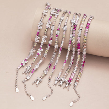 [Clara Jewels]Sparkling Colorful Full Heart Tennis Necklace