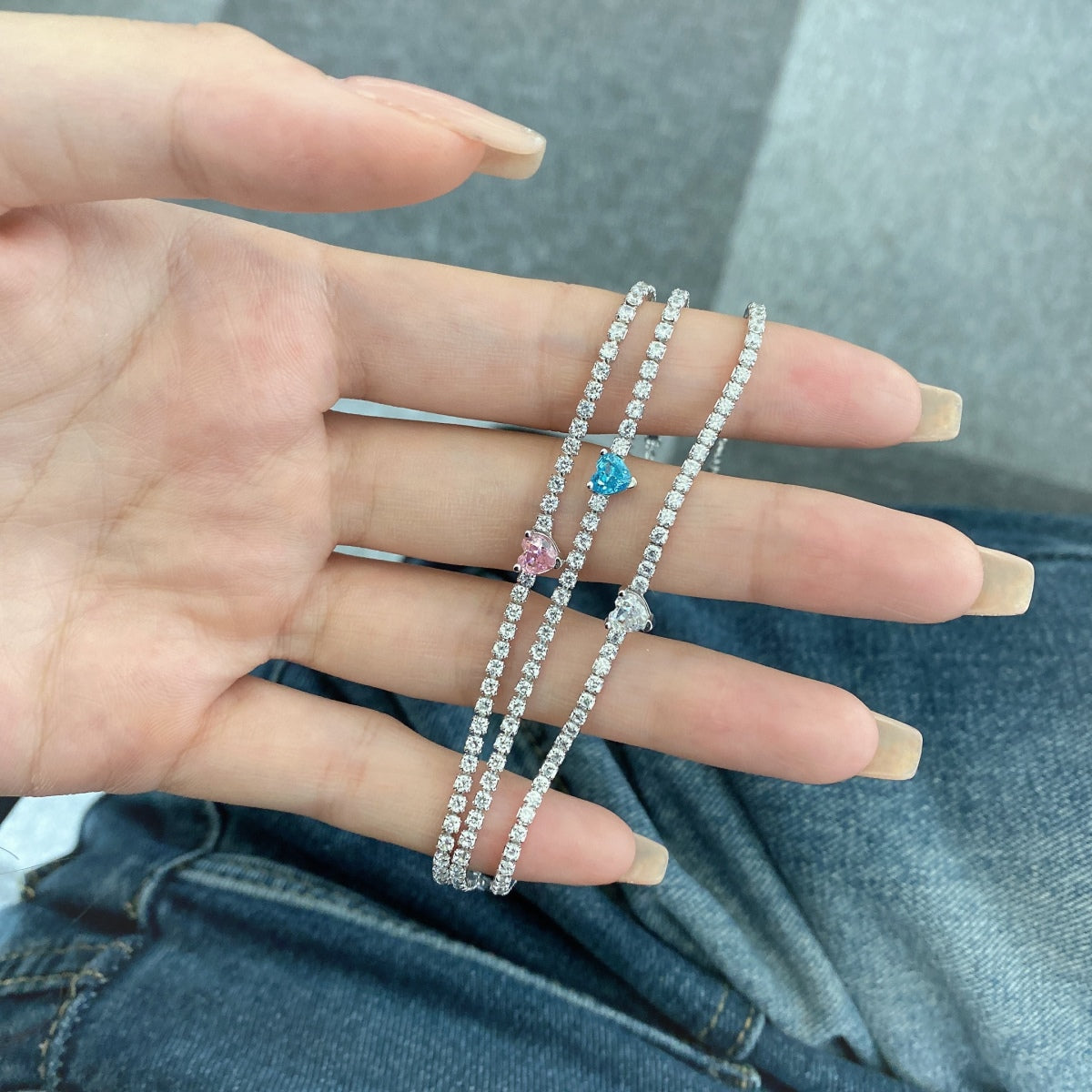 [Clara Jewels]0.5 Carat Elegant Romantic Heart Shape Lover Bracelet