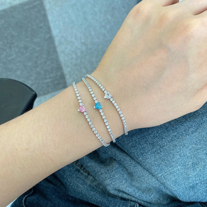 [Clara Jewels]0.5 Carat Elegant Romantic Heart Shape Lover Bracelet