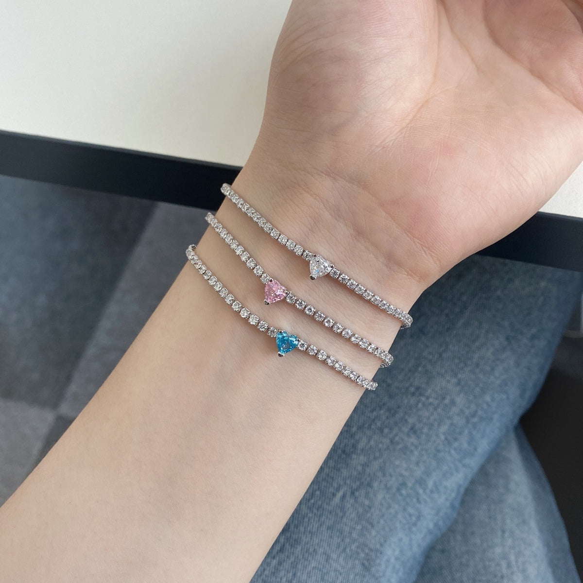 [Clara Jewels]0.5 Carat Elegant Romantic Heart Shape Lover Bracelet