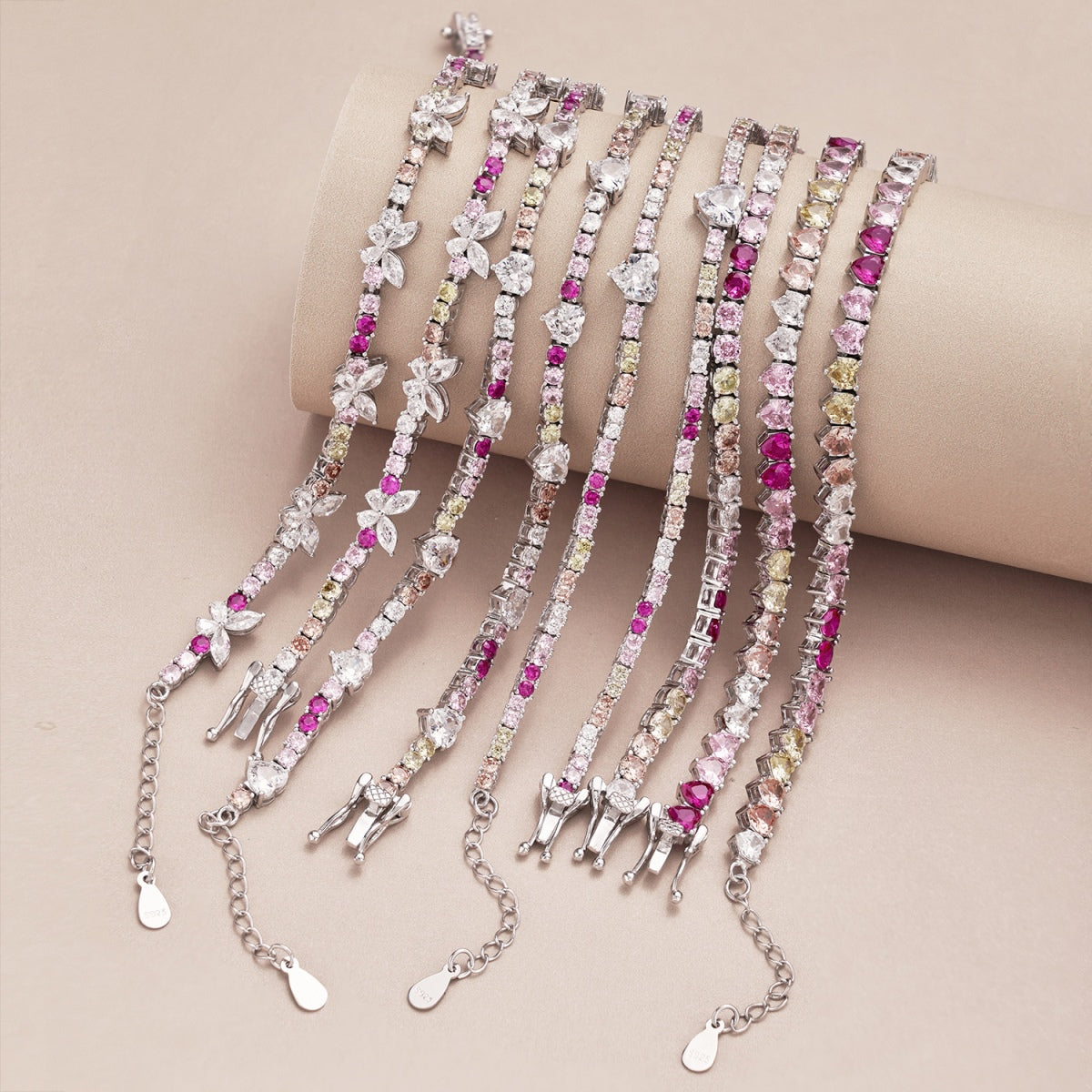 [Clara Jewels]Romantic Heart Shape Round Cut Lover Bracelet