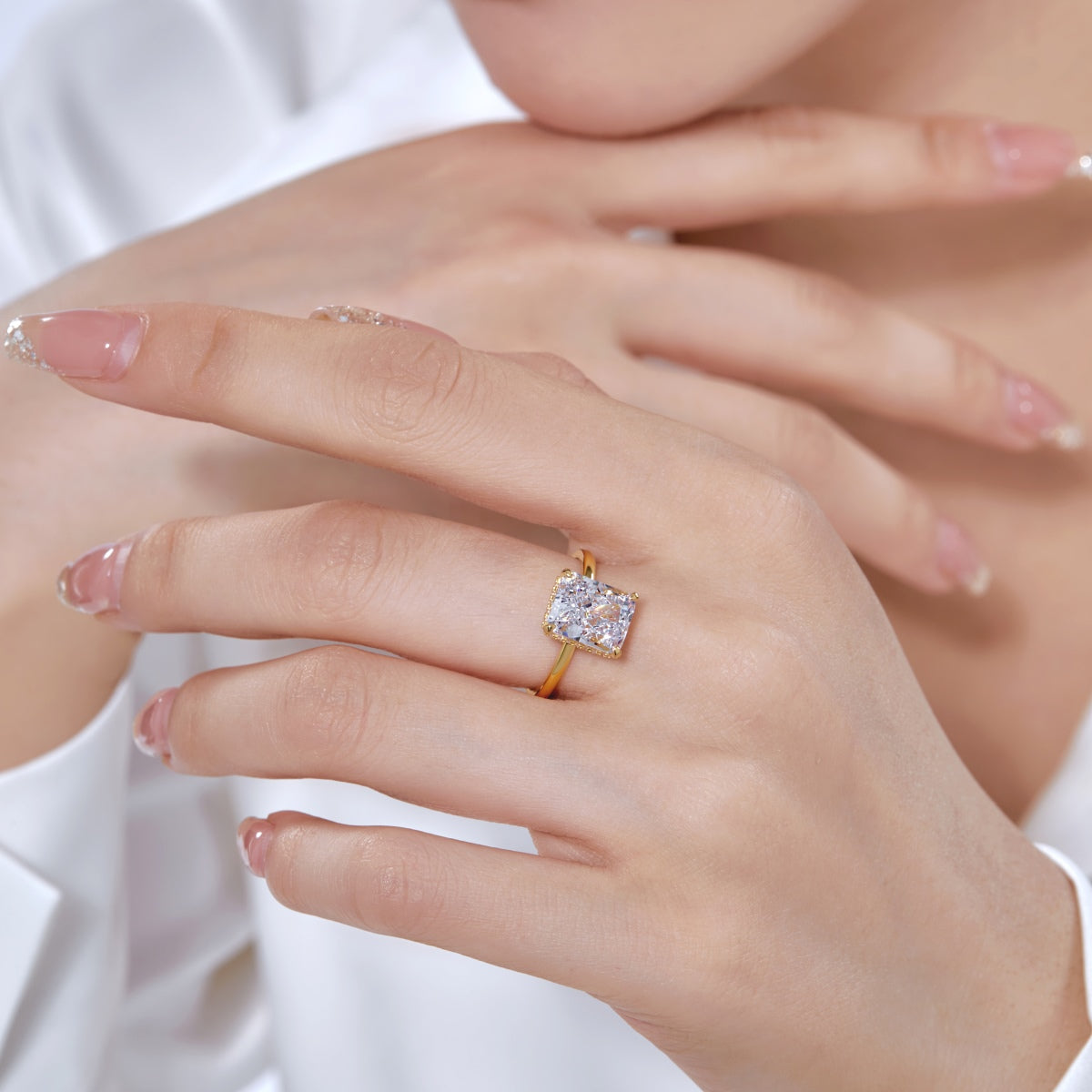 [Clara Jewels]4.0 Carat Ornate Enchanting Radiand Cut Banquet Ring