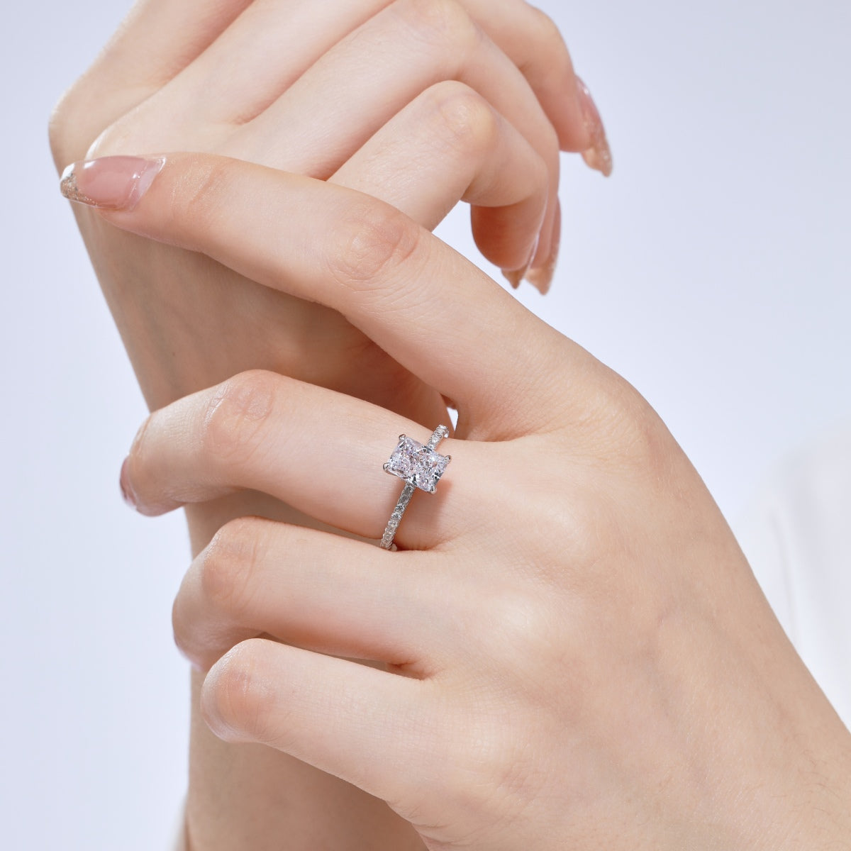 [Clara Jewels]2.0 Carat Dazzling Sparkling Radiant Cut Party Ring