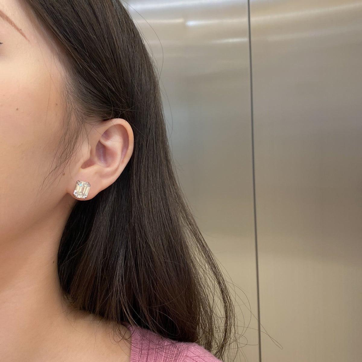 [Clara Jewels]Dazzling Square Shape Earrings