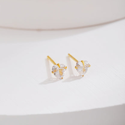 [Clara Jewels]Sparkling Heart Shaped Simple Earrings