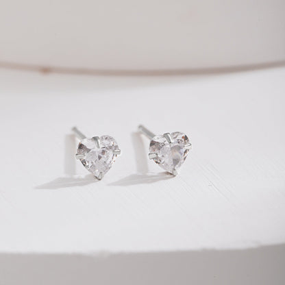 [Clara Jewels]Sparkling Heart Shaped Simple Earrings