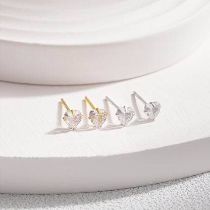 [Clara Jewels]Sparkling Heart Shaped Simple Earrings