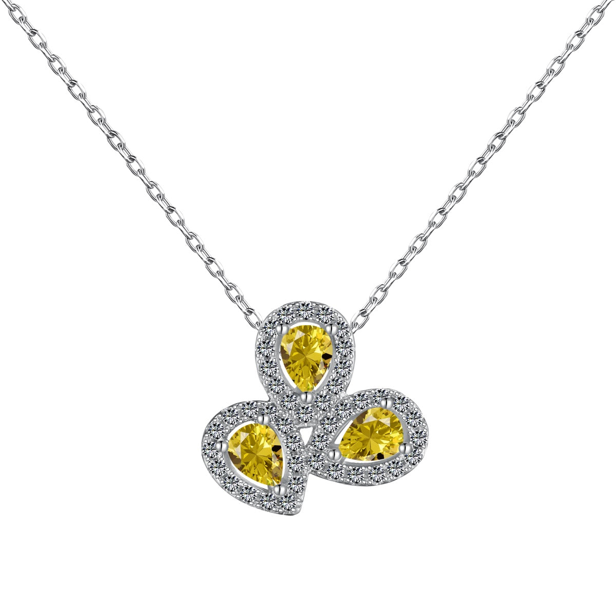 [Clara Jewels]Elegant Flower Shape Pear Cut Necklace