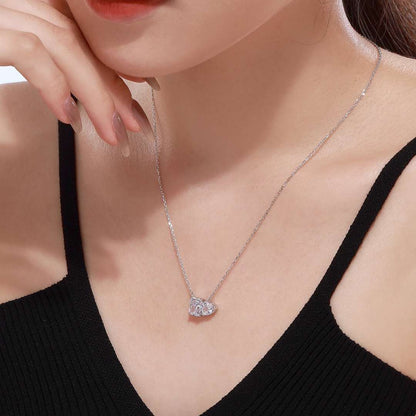 [Clara Jewels]Dazzling Square & Heart Shape Necklace