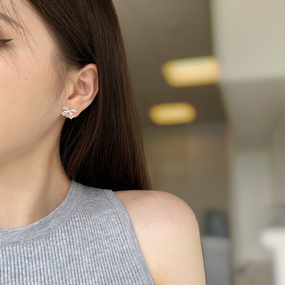 [Clara Jewels]Dainty Bow Shape Earrings