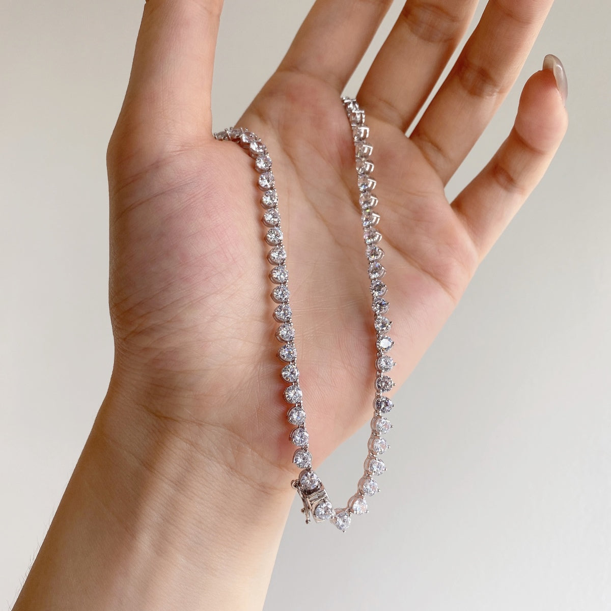 [Clara Jewels]Ornate Heart Cut Tennis Necklace