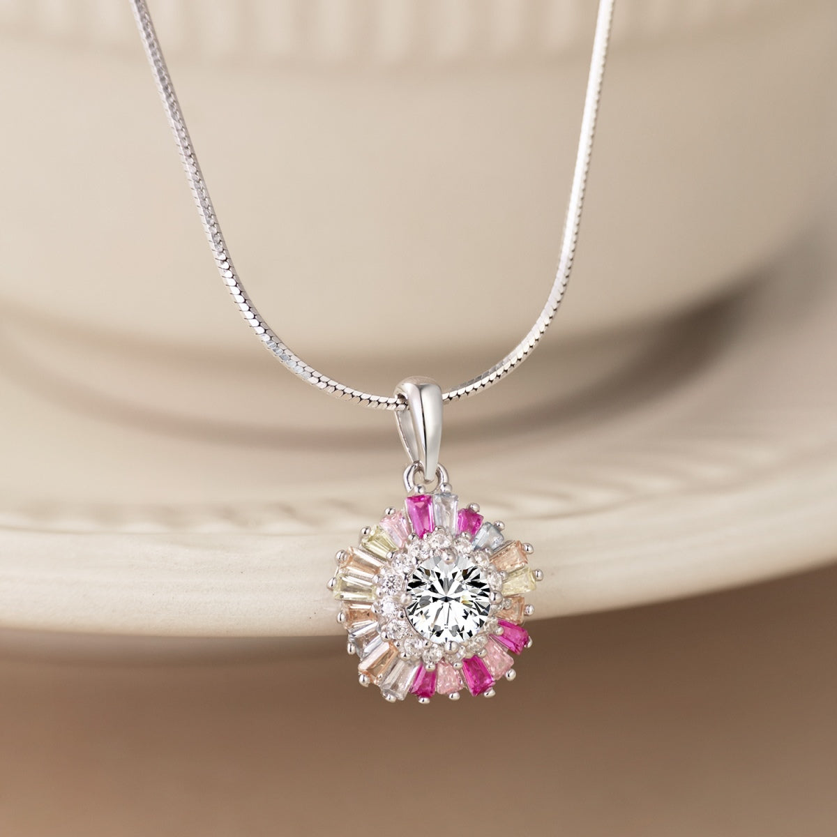 [Clara Jewels]Charming Flower Colorful Necklace