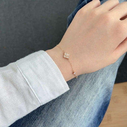 [Clara Jewels]Delicate Four Leaf Clover Bracelet