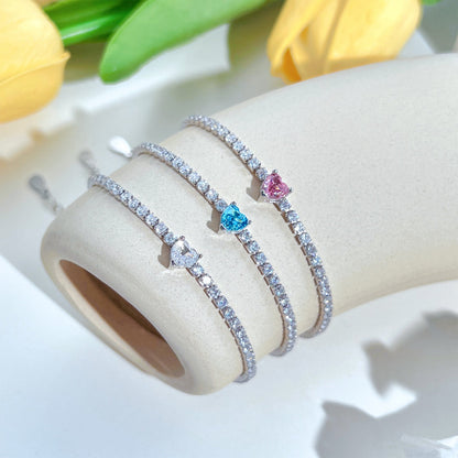 [Clara Jewels]0.5 Carat Elegant Romantic Heart Shape Lover Bracelet