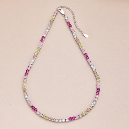 [Clara Jewels]Delicate Colorful Tennis Necklace