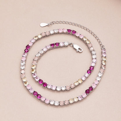 [Clara Jewels]Delicate Colorful Tennis Necklace