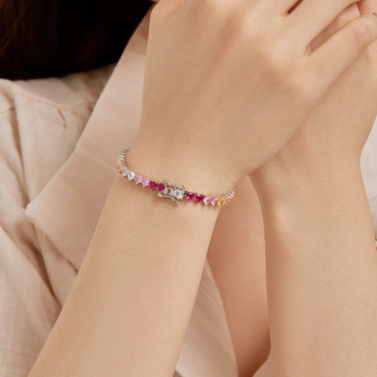 [Clara Jewels]Luxurious Colorful Romantic Heart Shape Lover Bracelet