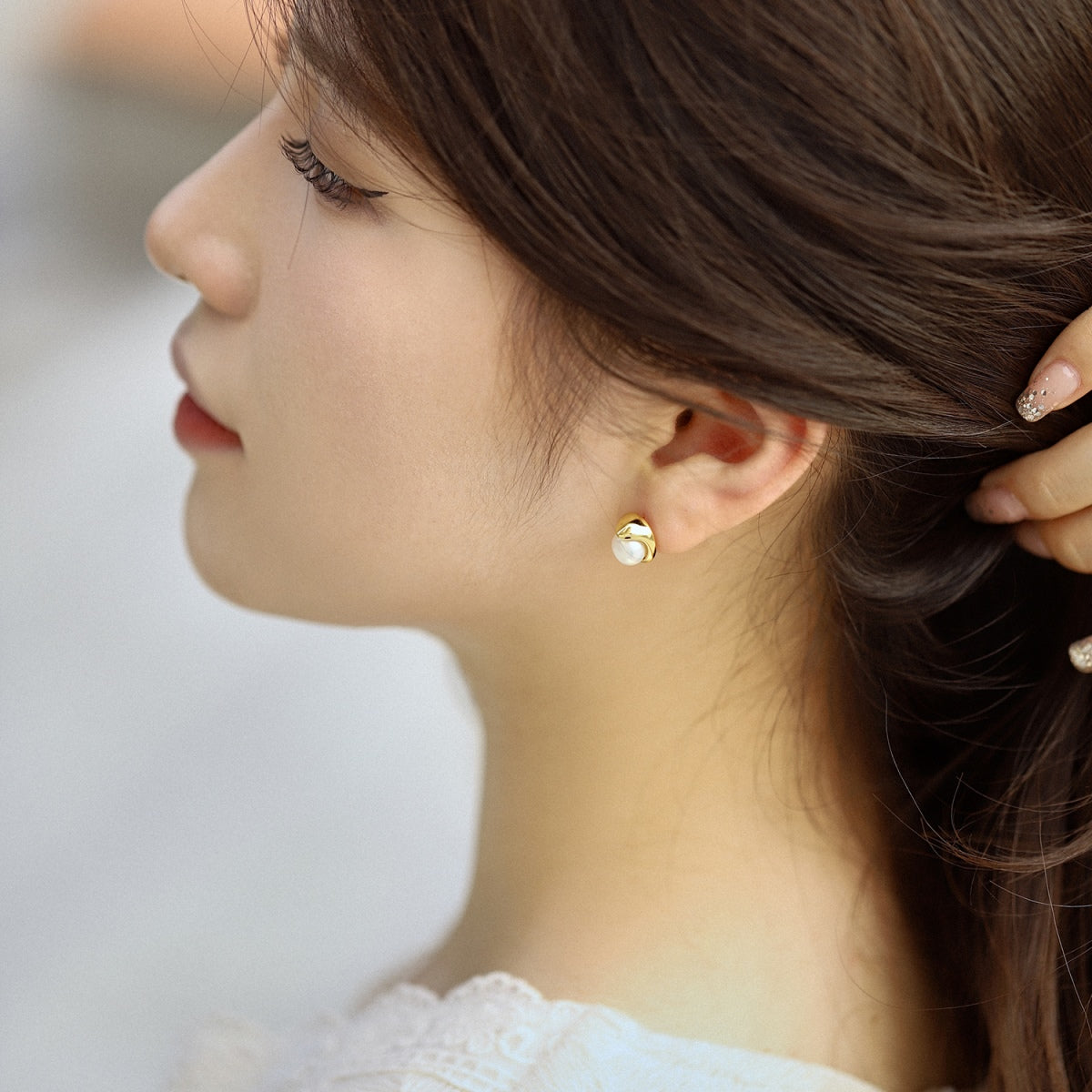 [Clara Jewels]Dainty Bread Pearl Earrings
