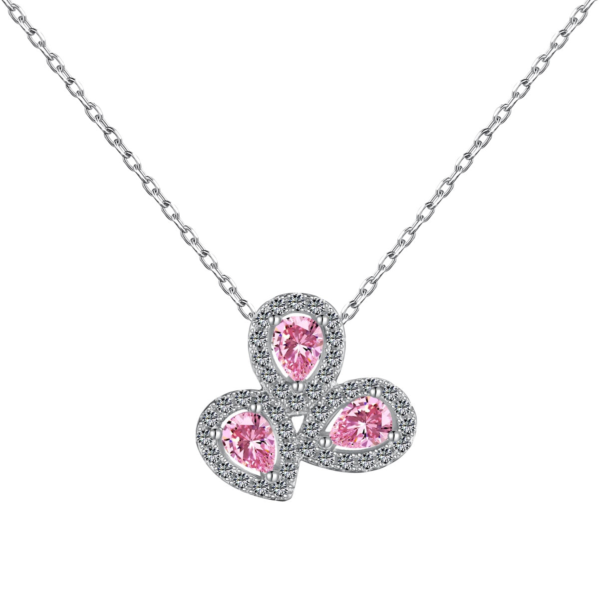 [Clara Jewels]Elegant Flower Shape Pear Cut Necklace