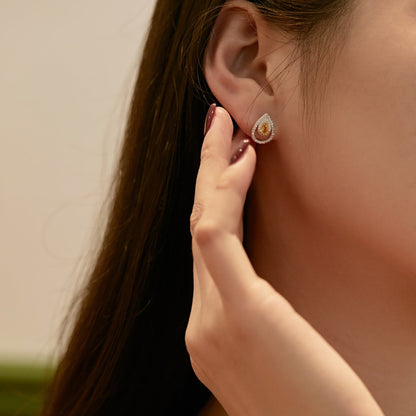 [Clara Jewels]Sparkling Delicate Water Drop Shape Daily Earrings