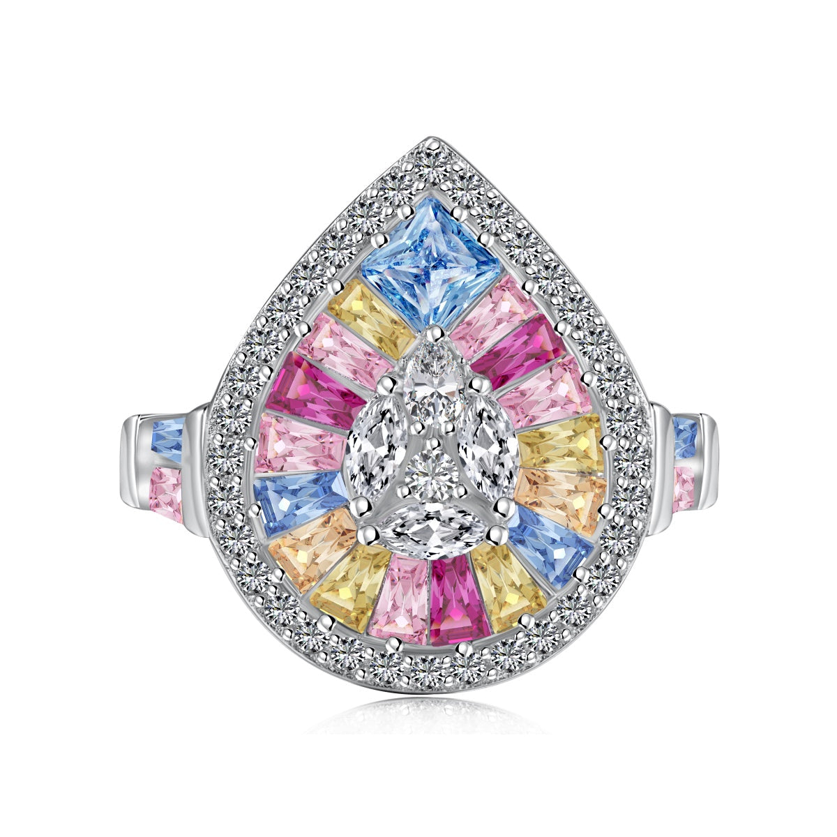 [Clara Jewels]Elegant Colorful Water Drop Shape Banquet Ring