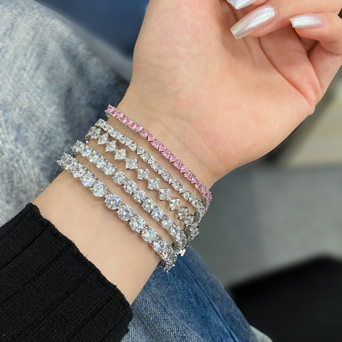[Clara Jewels]0.5 Carat Ornate Princess Cut Daily Bracelet