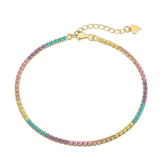 [Clara Jewels]Dazzling Colorful Round Cut Daily Bracelet