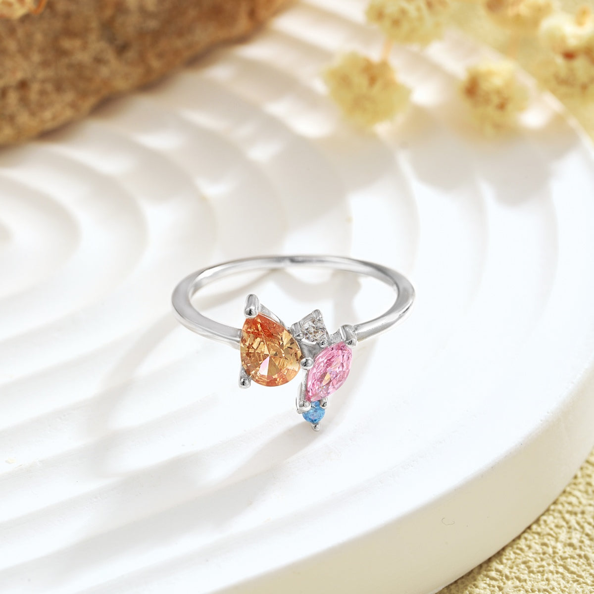 [Clara Jewels]Radiant Colorful Multi Cut Daily Ring