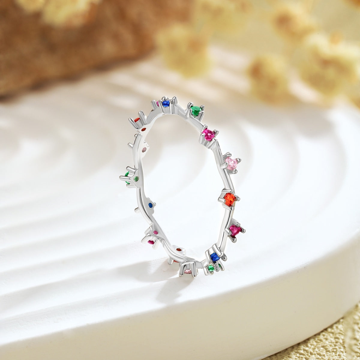 [Clara Jewels]Radiant Colorful Round Cut Daily Ring