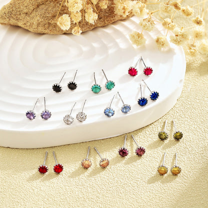 [Clara Jewels]Sparkling Colorful Round Shape Earrings