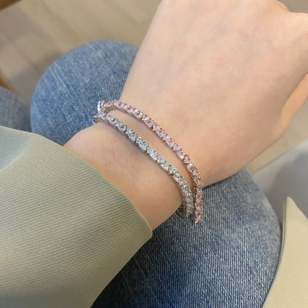 [Clara Jewels]Dazzling Romantic Heart Shape Lover Bracelet