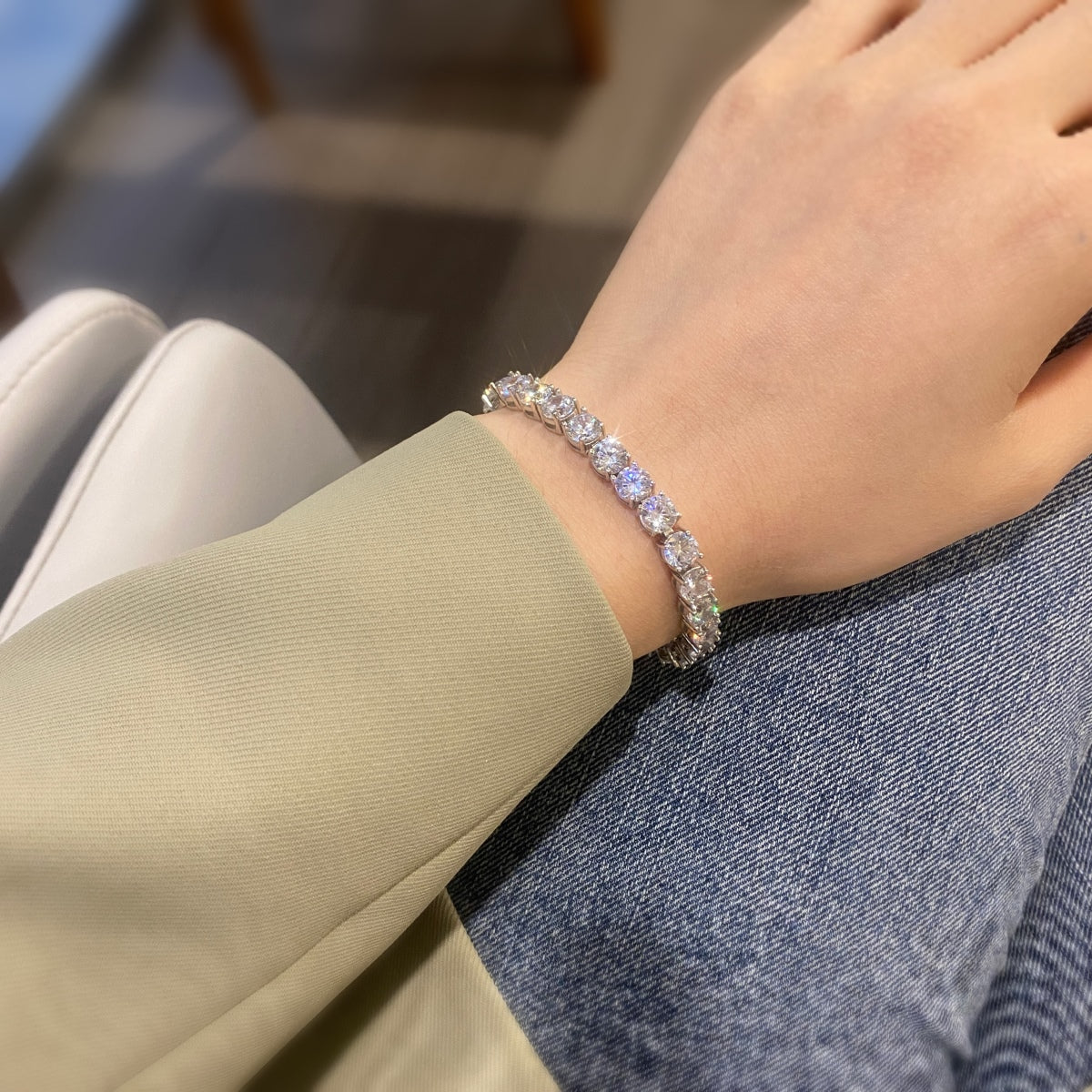 [Clara Jewels]0.75 Carat Dazzling Round Cut Wedding Bracelet